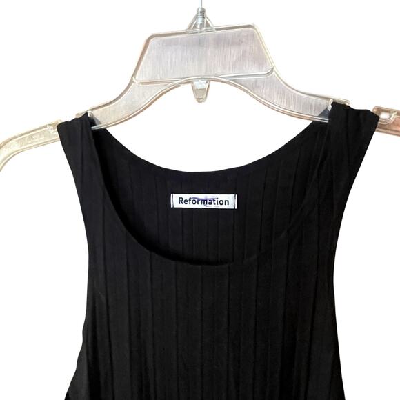 Reformation Mel Ribbed Tank Mini Bodycon Dress Black Size M - Picture 5 of 5